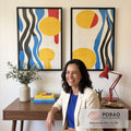 Quadro Decorativo Cores e Formas - Abstração Contemporânea em escritorio moderno - quadros decorativos para sala