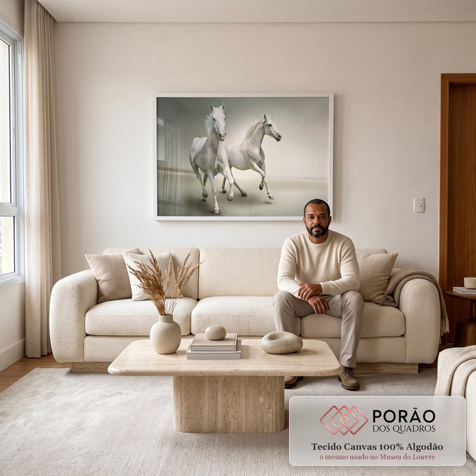 Quadro Decorativo Liberdade Equina: Inspiração e Força em sala de estar moderna - quadros decorativos para sala
