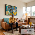 Quadro Decorativo Socialismo e Riqueza em sala de estar moderna - quadros decorativos para sala