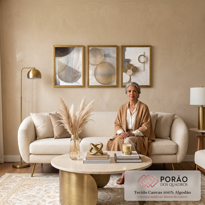 Quadro Decorativo Geometria da Arte Sofisticada: Inspire-se em sala de estar moderna - quadros decorativos para sala