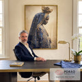 Quadro Decorativo Realeza Azul e Dourado em escritorio moderno - quadros decorativos para sala