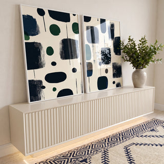 Quadro Decorativo Dupla de Beleza Abstrata em ambiente decorado - quadros decorativos para sala
