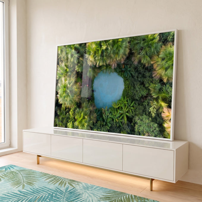 Quadro Decorativo Lagoa Encantada: Uma Janela para Paz em ambiente decorado - quadros decorativos para sala