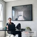 Quadro Decorativo - Grandeza Urbana em Preto e Branco em escritorio moderno - quadros decorativos para sala