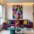 Quadro Decorativo Abstrato Urbano em sala de estar moderna - quadros decorativos para sala