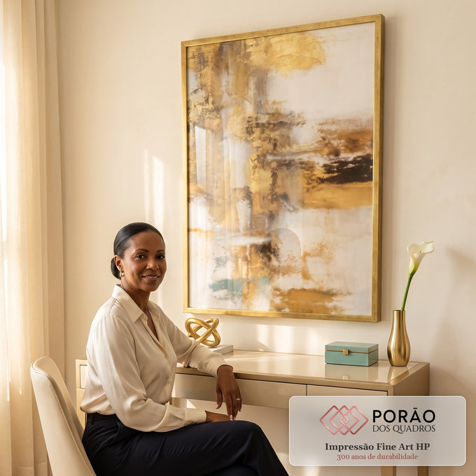 Quadro Decorativo Brilho em Abstrato em escritorio moderno - quadros decorativos para sala