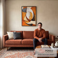 Quadro Decorativo Boho Arte Geométrica em Tons Quentes em sala de estar moderna - quadros decorativos para sala