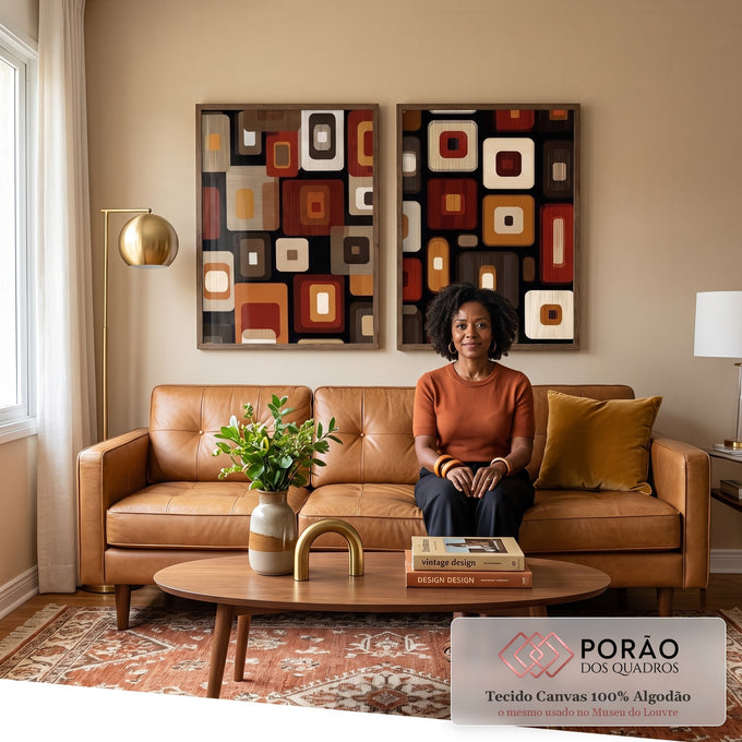 Quadro Decorativo Geometria Vibrante em sala de estar moderna - quadros decorativos para sala