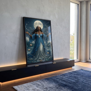 Quadro Decorativo Orixá Iemanjá: Rainha do Mar em ambiente decorado - quadros decorativos para sala