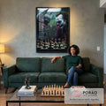 Quadro Decorativo Morcego vs Palhaço Épico em sala de estar moderna - quadros decorativos para sala