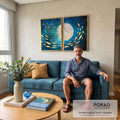 Quadro Decorativo Arte Cósmica Peixes Estelares - Encante-se em sala de estar moderna - quadros decorativos para sala