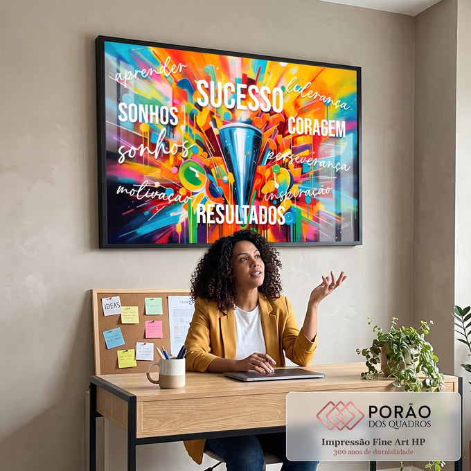 Quadro Decorativo Sucesso Motivacional: Inspire-se! em escritorio moderno - quadros decorativos para sala