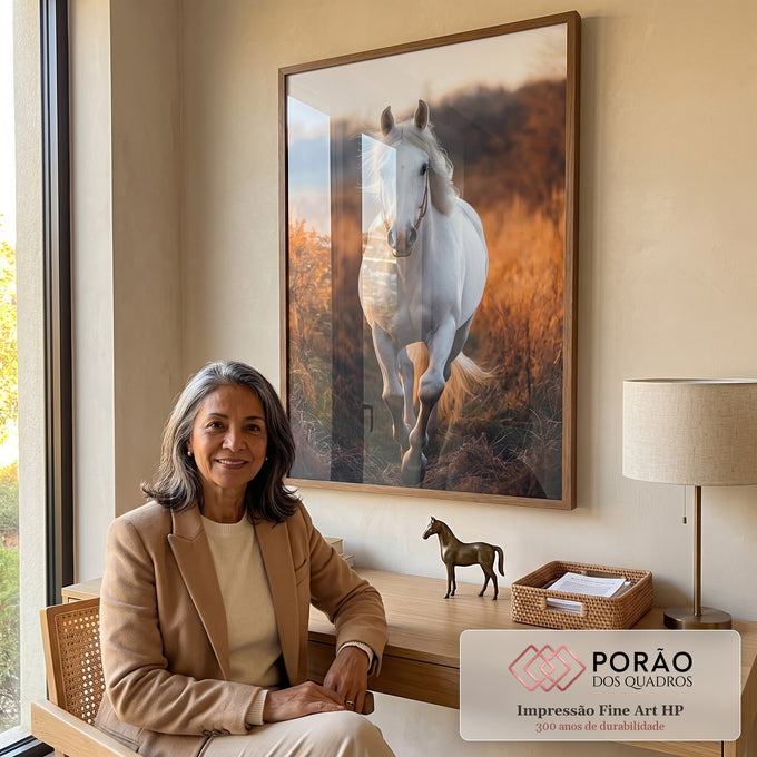 Quadro Decorativo Liberdade do Cavalo Branco em escritorio moderno - quadros decorativos para sala