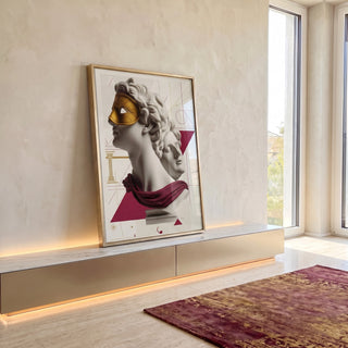 Quadro Decorativo Busto Dourado - Elegância Clássica Moderna em ambiente decorado - quadros decorativos para sala