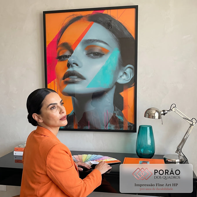 Quadro Decorativo Retrato em Formas Contemporâneas em escritorio moderno - quadros decorativos para sala