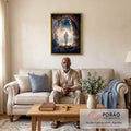 Quadro Decorativo: Luz Espiritual - Caminho de Fé em sala de estar moderna - quadros decorativos para sala