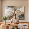 Quadro Decorativo: Abstração Azul Dourado - Único e Sofisticado em escritorio moderno - quadros decorativos para sala