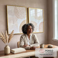 Quadro Decorativo: Elegância Rosa e Dourado em Abstrato em escritorio moderno - quadros decorativos para sala