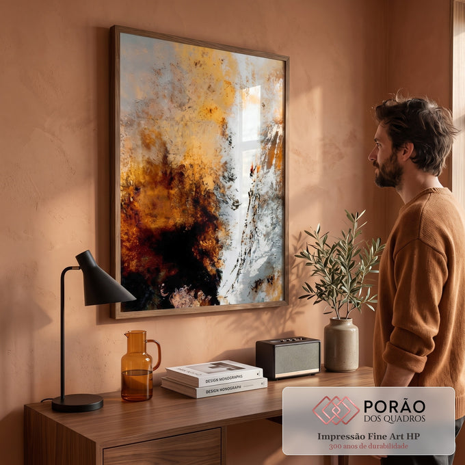 Quadro Decorativo Abstrato Vibrante: Explosão de Cores em escritorio moderno - quadros decorativos para sala