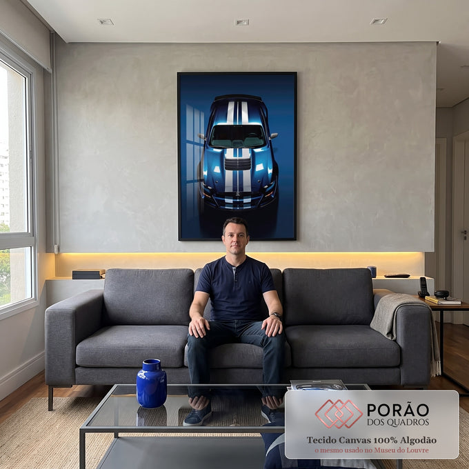 Quadro Decorativo Mustang Shelby GT500 - Beleza Clássica em sala de estar moderna - quadros decorativos para sala
