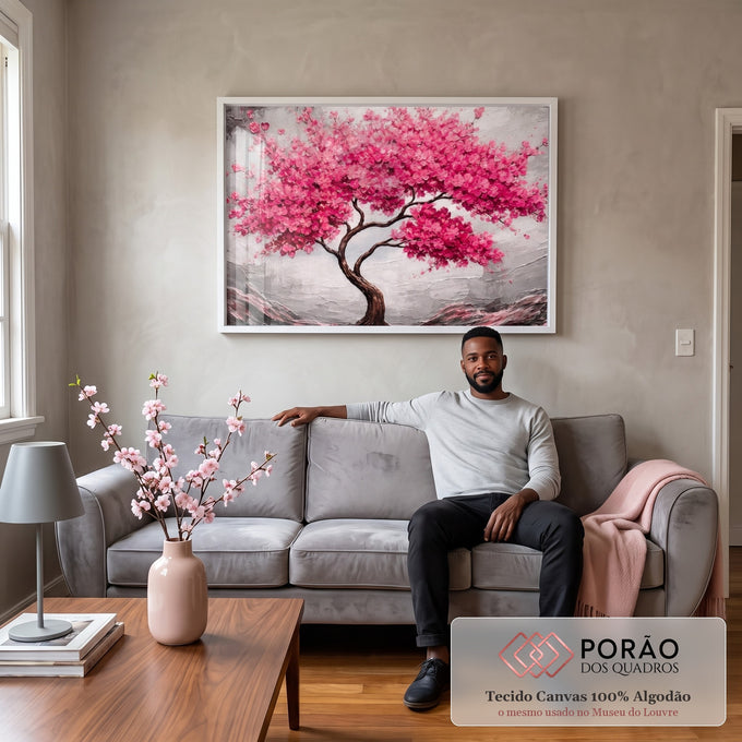 Quadro Decorativo Árvore da Esperança em sala de estar moderna - quadros decorativos para sala