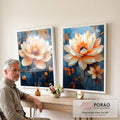 Quadro Decorativo Dupla de Flores Esbeltas  Elegância e Natureza em escritorio moderno - quadros decorativos para sala
