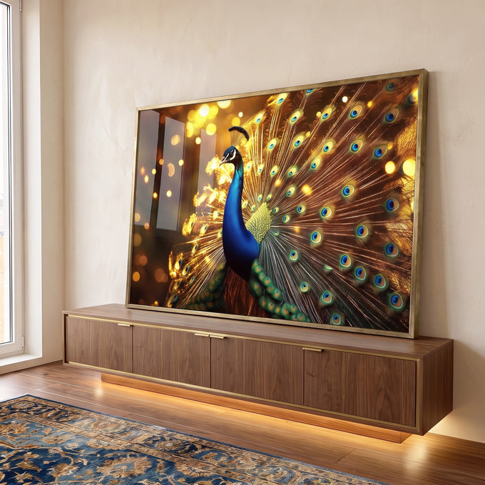 Quadro Decorativo Pavão Beleza e Estilo para Seu Espaço em ambiente decorado - quadros decorativos para sala