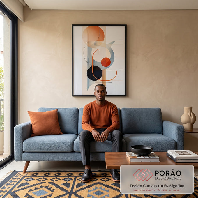 Quadro Decorativo: Elegância Minimalista com Tons Avermelhados em sala de estar moderna - quadros decorativos para sala