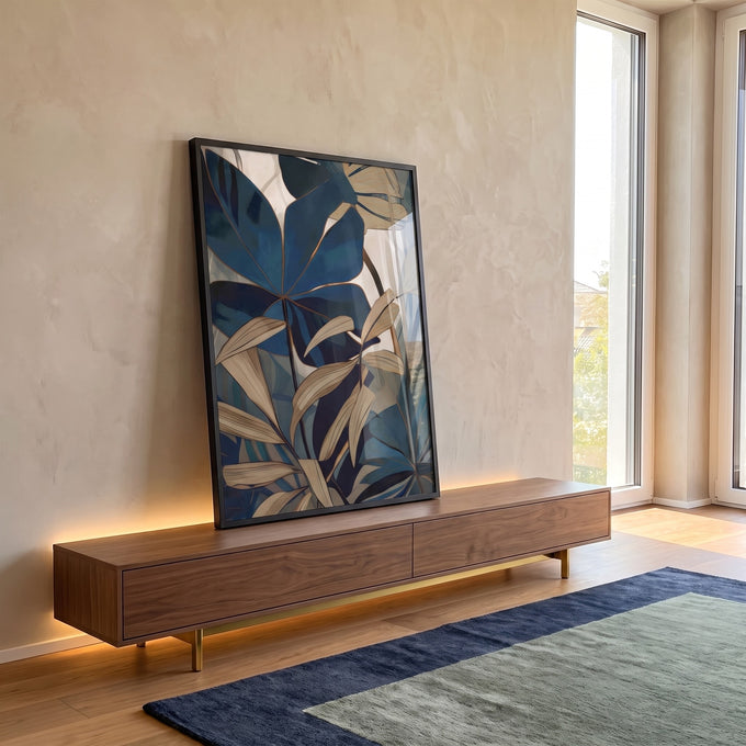 Quadro Decorativo: Folhas Tropicais - Toque de Natureza em ambiente decorado - quadros decorativos para sala
