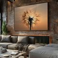 Quadro Decorativo Inspirador Dente de Leão ao Pôr do Sol - quadros decorativos para sala 1 Tela, 1 Tela Horizontal - em ambiente decorado