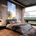 Quadro Decorativo Dente-de-Leão ao Crepúsculo: Transforme seu Lar - quadros decorativos para sala 1 Tela Vertical, 3 Telas - em quarto contemporaneo