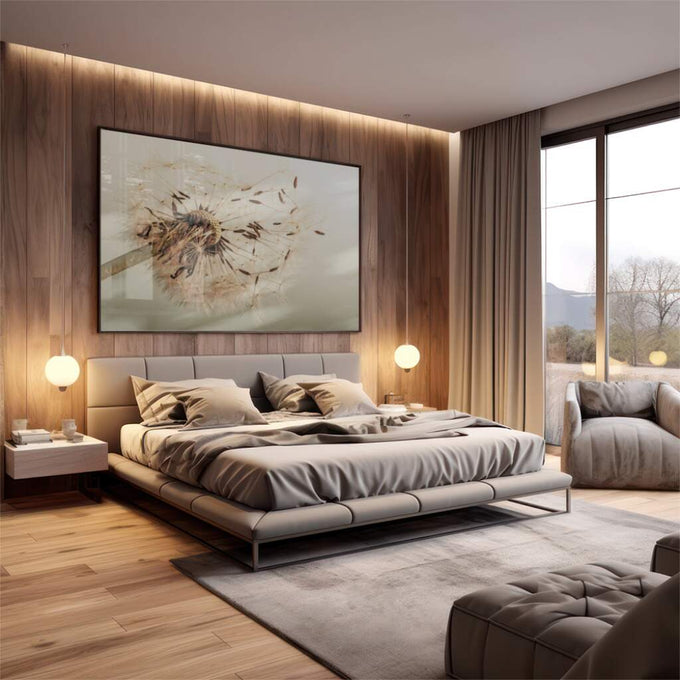 Quadro Decorativo Encanto Sutil Dente de Leão - quadros decorativos para sala 1 Tela, 1 Tela Horizontal - em living room premium