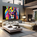Quadro Decorativo Rei da Selva: Força Vibrante em Cores - quadros decorativos 1 Tela, 1 Tela Horizontal - em escritorio elegante