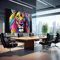 Quadro Decorativo Rei da Selva: Força Vibrante em Cores - quadros decorativos para sala 1 Tela, 1 Tela Horizontal - em living room premium