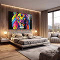 Quadro Decorativo Rei da Selva: Força Vibrante em Cores - quadros decorativos 1 Tela, 1 Tela Horizontal - em sala moderna