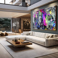 Quadro Decorativo: Benjamin Franklin Modernizado e Colorido - quadros decorativos para sala 1 Tela, 1 Tela Horizontal - em quarto contemporaneo