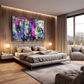 Quadro Decorativo: Benjamin Franklin Modernizado e Colorido - quadros decorativos 1 Tela, 1 Tela Horizontal - em sala moderna