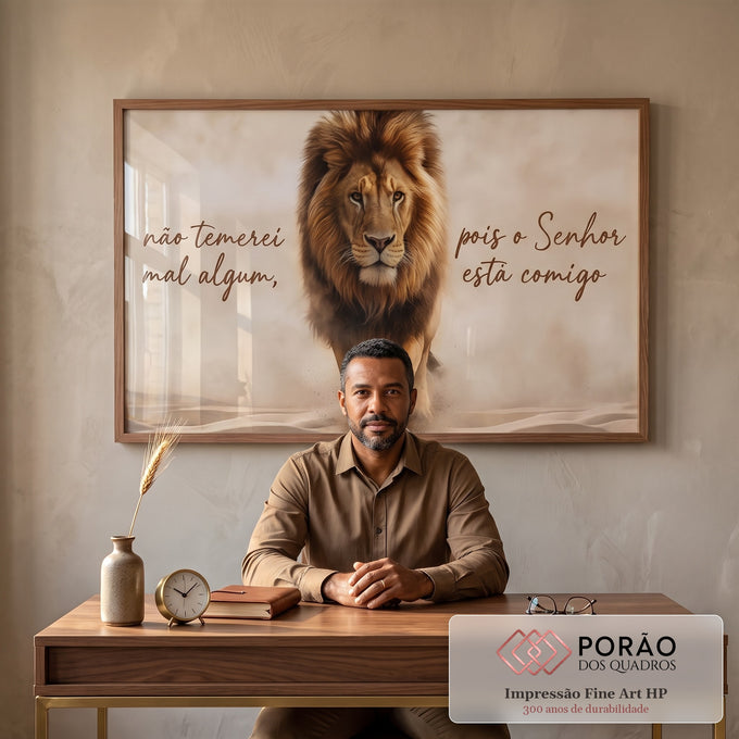 Quadro Decorativo Leão de Coragem e Inspiração em escritorio moderno - quadros decorativos para sala
