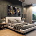 Quadro Decorativo Lotus Dourada - Elegância e Mistério - quadros decorativos 1 Tela Vertical, 3 Telas - em escritorio elegante