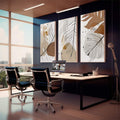 Quadro Decorativo Sinfonia Natural: Paz e Serenidade - quadros decorativos 1 Tela Vertical, 3 Telas - em sala moderna