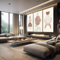 Quadro Decorativo: Oasis Terroso - Arte que Inspira Serenidade - quadros decorativos 1 Tela Vertical, 3 Telas - em escritorio elegante