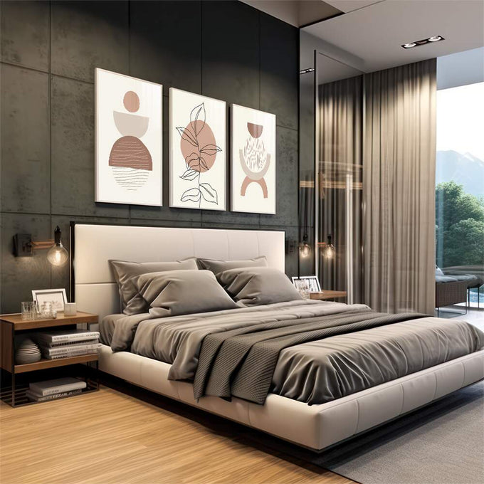 Quadro Decorativo: Oasis Terroso - Arte que Inspira Serenidade - quadros decorativos para sala 1 Tela Vertical, 3 Telas - em living room premium