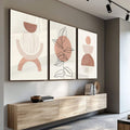 Quadro Decorativo: Oasis Terroso - Arte que Inspira Serenidade - quadros decorativos para sala 1 Tela Vertical, 3 Telas - em ambiente decorado