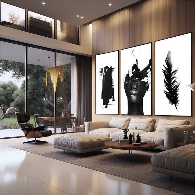 Quadro Decorativo Arte Contemporânea Minimalista - quadros decorativos para sala 1 Tela Vertical, 3 Telas - em quarto contemporaneo
