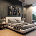 Quadro Decorativo: Mulher Radiante, Luxo em Preto & Ouro - quadros decorativos para sala 1 Tela Vertical, 3 Telas - em living room premium