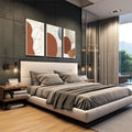 Quadro Decorativo Harmonia Geométrica: Elegância em Tons Neutros - quadros decorativos para sala 1 Tela Vertical, 3 Telas - em living room premium