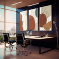 Quadro Decorativo Harmonia Geométrica: Elegância em Tons Neutros - quadros decorativos 1 Tela Vertical, 3 Telas - em sala moderna