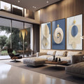 Quadro Decorativo: Luxo de Madeira & Ouro - Encanto Moderno - quadros decorativos 1 Tela Vertical, 3 Telas - em sala moderna