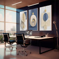 Quadro Decorativo: Luxo de Madeira & Ouro - Encanto Moderno - quadros decorativos para sala 1 Tela Vertical, 3 Telas - em living room premium