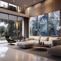 Quadro Decorativo Harmonia Abstrata: Luxo e Serenidade - quadros decorativos para sala 1 Tela Vertical, 3 Telas - em quarto contemporaneo